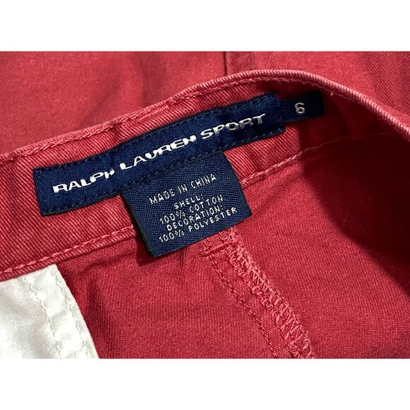 Ralph Lauren Vintage Red Skirt Size 6 Navy Blue Pony Print Pre-owned Made in USA - Picture 5 of 6